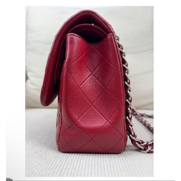 Chanel Caviar Jumbo Double Flap Bag Leather Red - Picture 7 of 16